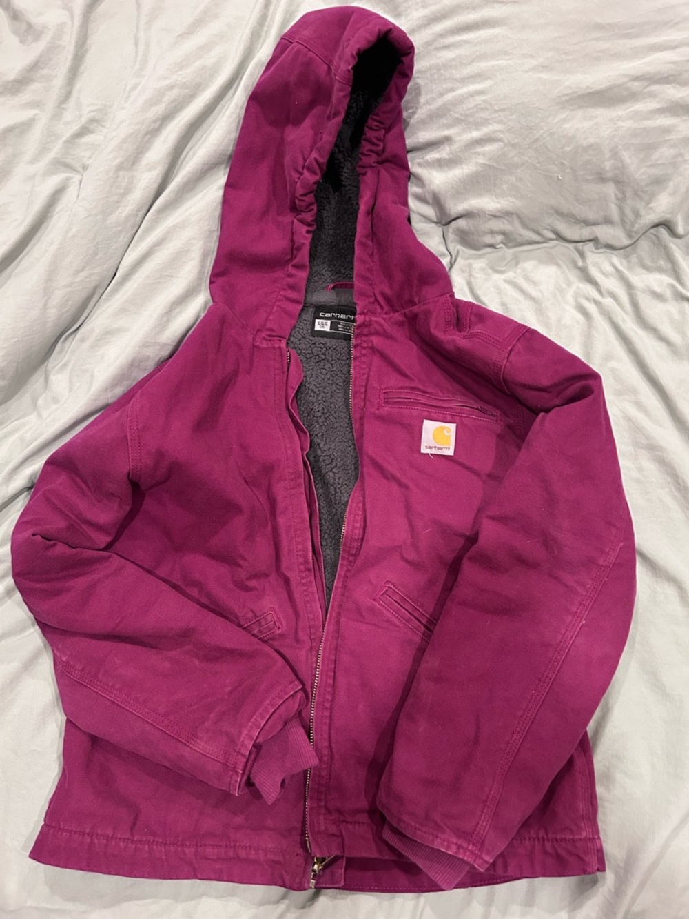 Carhartt Pink Hooded Work Jacket with Logo Patch